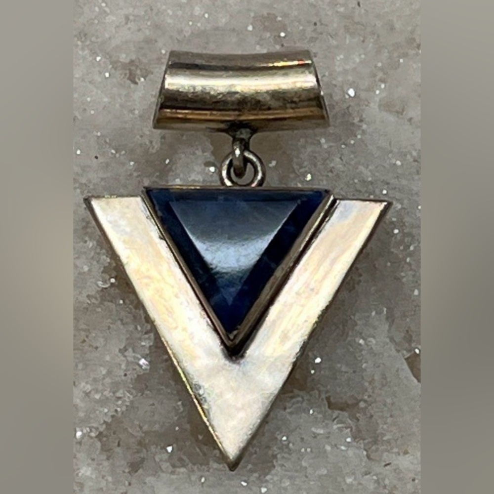 Taxco 950 Sterling Silver & Sodalite Inlay Pendant 12.6g